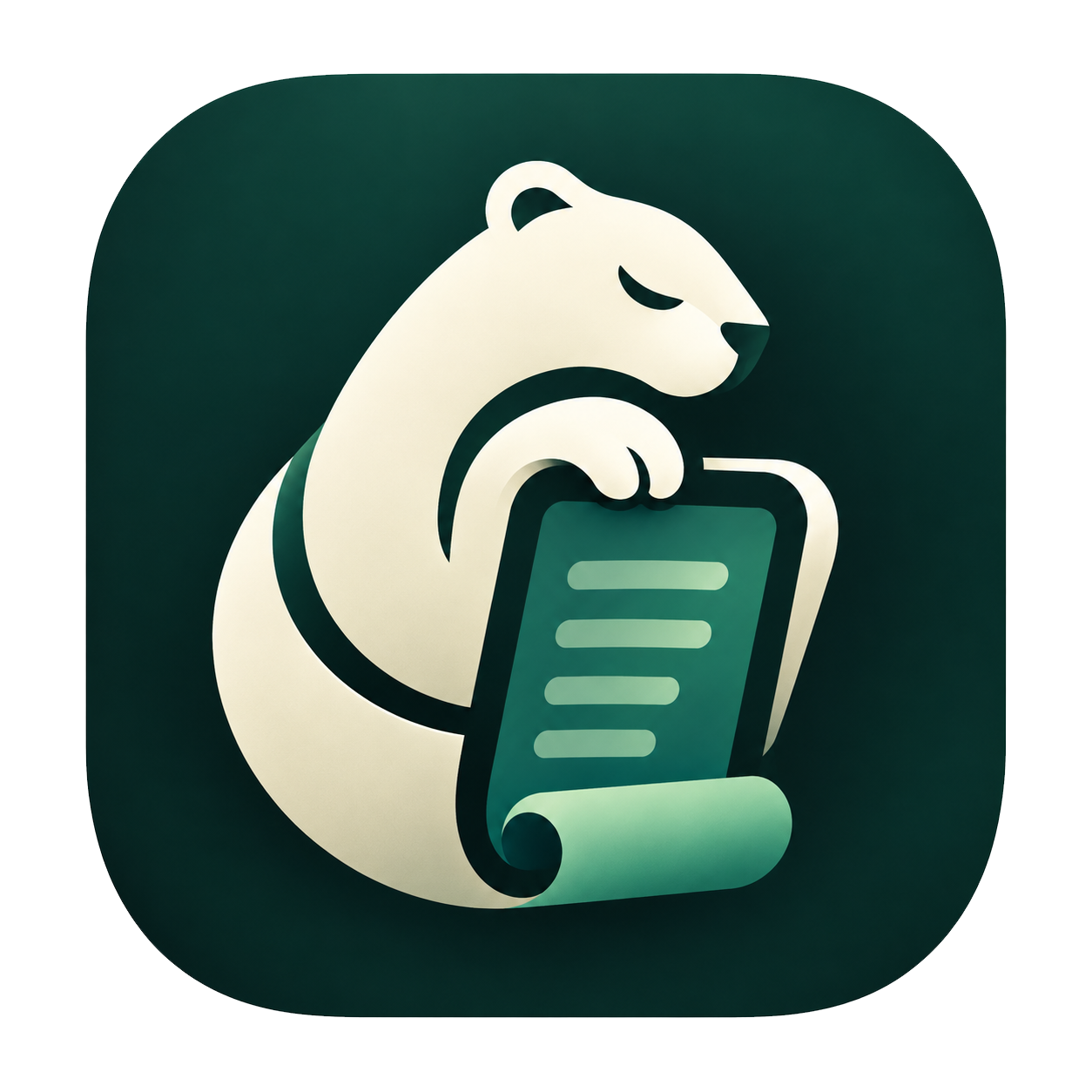 A calm bear holding a scroll, the Tamerly app icon